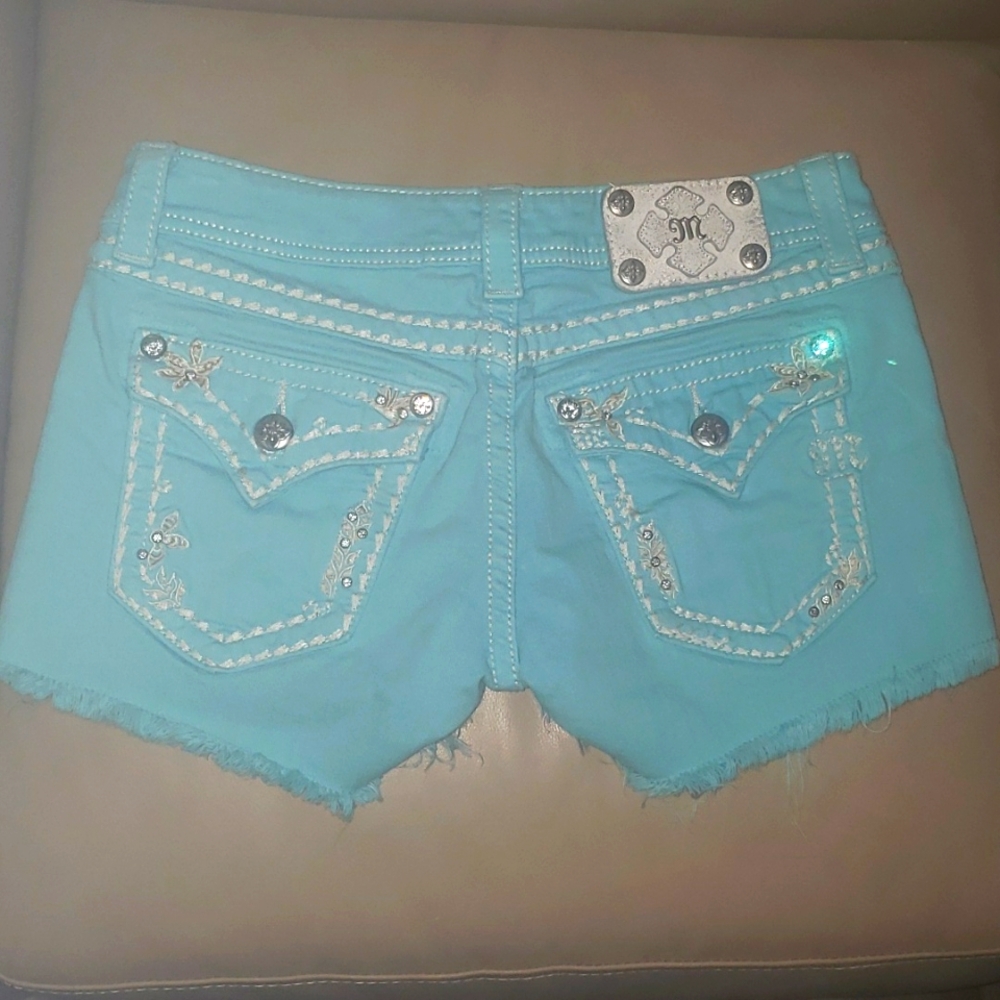 Miss Me aqua denim shorts women's 27